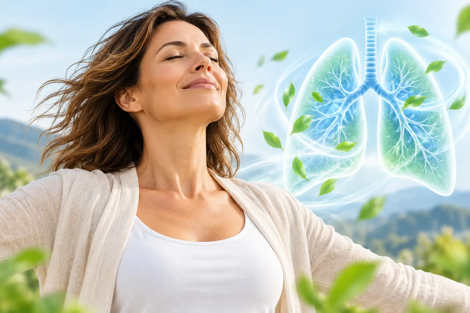 Woman enjoying her daily wellness routine